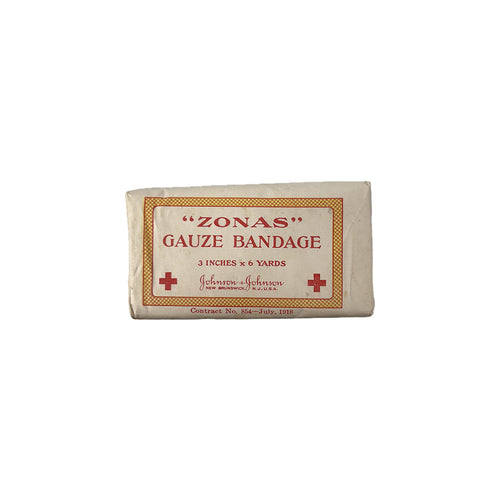 WWI US Army “Zonas” Gauze Bandage, Medium, 3” x 6 Yards