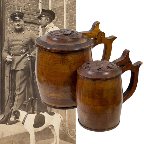 WWI Imperial German Air Service Wooden Propeller Steins & Named Bavarian Observer Photo
