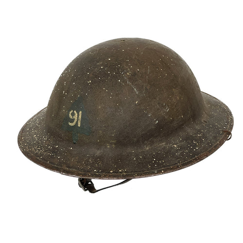 WWI US Army M1917 Helmet w/ Wilmer Holes, 91st Div