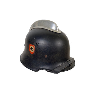 WWII German M34 DD Fireman’s Feuerwehr Helmet w/ Aluminum Comb