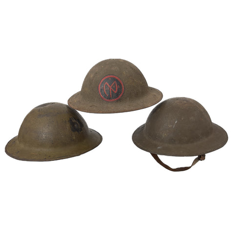 WWI US Army Helmet Lot (x3)