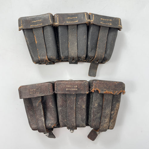 WWII German Leather Ammo Pouches, Pair
