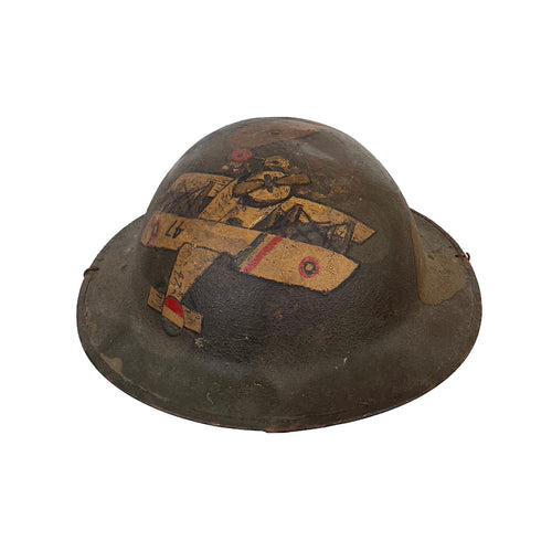 WWI US Army Camouflage Helmet w/Biplane, 47th Aero Squadron