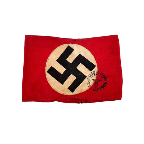 WWII German NSDAP Armband w/ Stamp, Two-Piece