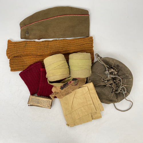 WWI US Army Officer Eng Overseas Cap and Knit Items Group, Named