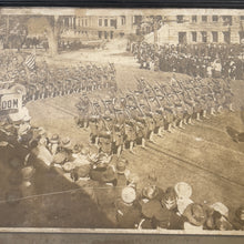 Load image into Gallery viewer, WWI Framed USMC War Service Certificate &amp; Photo of Marines in Parade