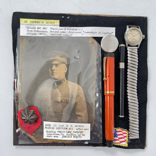 WWI-II US Army Medical Officer’s Engraved Watch & Insignia