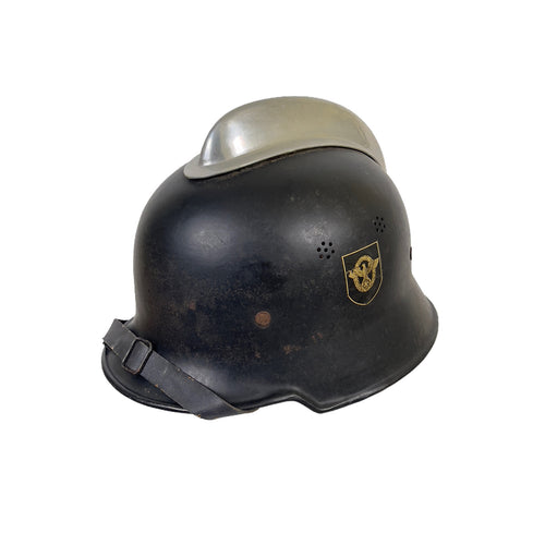 WWII German M34 DD Fireman’s Feuerwehr Helmet w/ Aluminum Comb