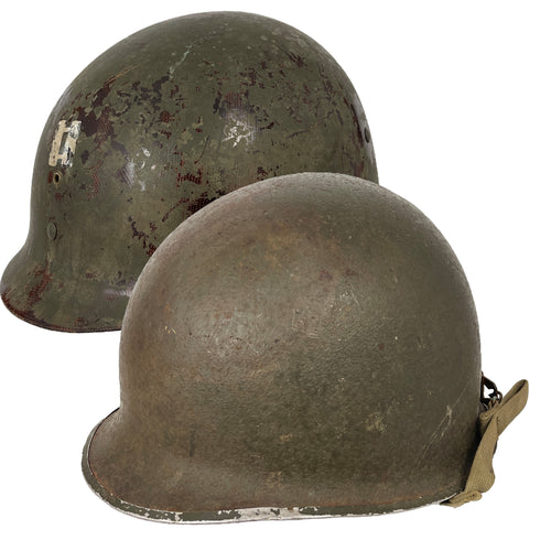 WWII US M1 Helmet FS/FB w/ Painted Captain Bars