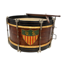 Load image into Gallery viewer, WWI US Army Snare Drum with Drumsticks