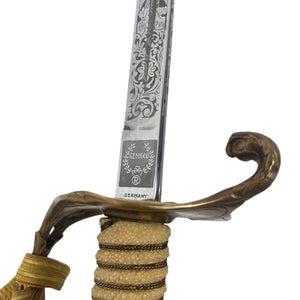 Vietnam War US Navy M1852 Officers Sword with Scabbard and Knot, by Gemsco, named Stephen R. Arelt, USS Midway