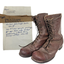 Load image into Gallery viewer, WWII US Army Paratrooper Boots Worn In Theater By Col (Later BG) Kenneth Zitzman