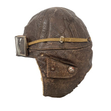 Load image into Gallery viewer, WWI US Army Leather Fleece Lined Flight Helmet with French Made Goggles