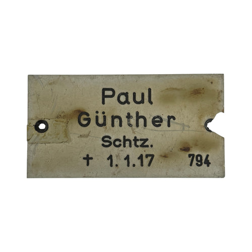 WWI German Army Temporary Grave Marker Tag