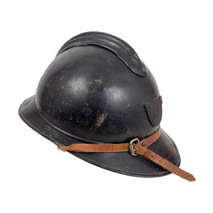 WWI French Adrian Helmet w/ Liner & Chinstrap, Chasseur Alpins Mountain Infantry