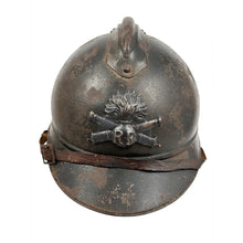 Load image into Gallery viewer, WWI French Adrian Helmet w/ Early Liner &amp; Chinstrap, Artillery