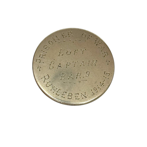 WWI POW Engraved Button, British Civilian Interned Ruhleben Camp, 1914-15