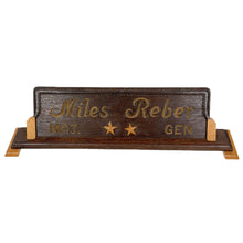 Load image into Gallery viewer, 1950’s Cold War US Army Western Area Command, Germany Desk Name Plate, MG Miles Reber