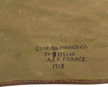 Load image into Gallery viewer, WWI US Army Musette Bag, Named, 338th Inf Reg, 85th Div