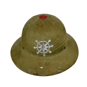 WWII USN Hawley Sun Pith Helmet, Quartermaster Stenciled