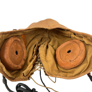 WWI US Army Aviation Leather Flight Helmet with Earpieces, by Western Electric