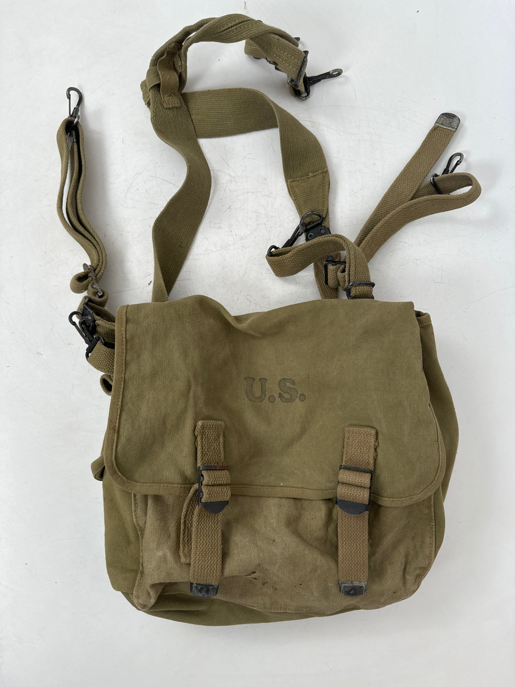 WWII US Army M36 Musette Bag, 1942 w/ Suspenders