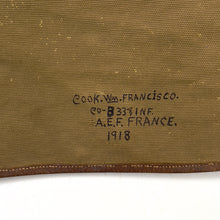 Load image into Gallery viewer, WWI US Army Musette Bag, Named, 338th Inf Reg, 85th Div