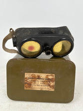 Load image into Gallery viewer, WWII US Navy Contract Variable Density Goggles w/ Tin