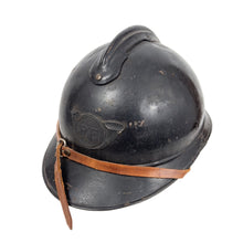 Load image into Gallery viewer, WWI French Adrian Helmet w/ Liner &amp; Chinstrap, Chasseur Alpins Mountain Infantry