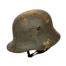 Load image into Gallery viewer, WWI German M17 Stahlhelm Helmet w/ Liner &amp; Chinstrap, “Bell” L64