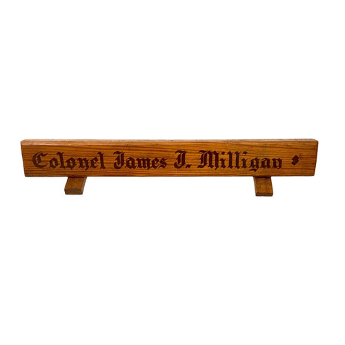 WWII US Army Desk Plaque, Col James J Milligan, Z-Forces China Combat Command