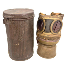 Load image into Gallery viewer, WWI French Army Issue M17 ARS Gas Mask w/ Carrier, Dated 1918