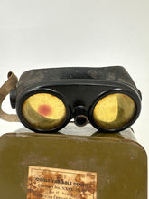 Load image into Gallery viewer, WWII US Navy Contract Variable Density Goggles w/ Tin