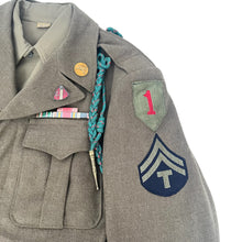 Load image into Gallery viewer, WWII US Army Ike Jacket with Shirt and Theater Made Bracelet, named Robert L. Withrow 7th FA, 1st ID