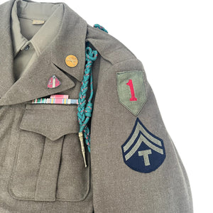 WWII US Army Ike Jacket with Shirt and Theater Made Bracelet, named Robert L. Withrow 7th FA, 1st ID