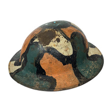 Load image into Gallery viewer, WWI US Army British Made Helmet w/ Loose Liner, Camouflage &amp; Pistol Impact