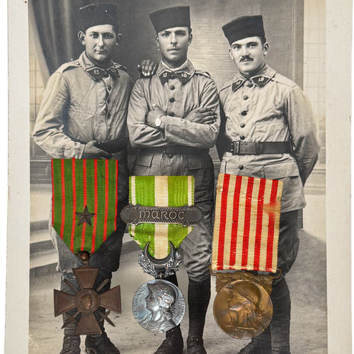 WWI-era French Army North African Moroccan Themed Medals & Photo