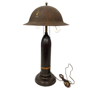 WWI US Army 75mm Victory Lamp w/ 77th Div Helmet Shell