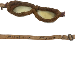 WWI US Army Air Service Resistal Fur-Lined Flying Goggles, Named