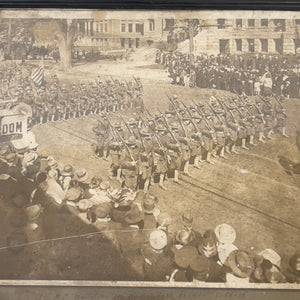 WWI Framed USMC War Service Certificate & Photo of Marines in Parade