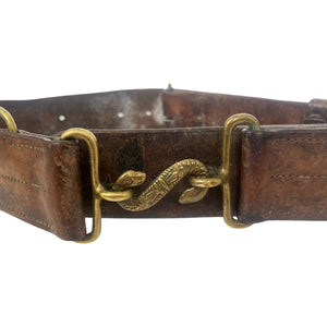 WWI Canadian Army Snake Head Buckle Leather Belt, Quebec 1914