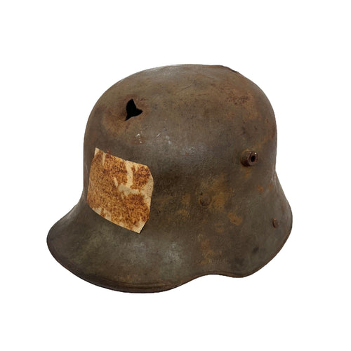 WWI Germany Battle-Damaged Mail Home M17 Stahlhelm with Liner, Named