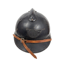 Load image into Gallery viewer, WWI French Adrian Helmet w/ Liner &amp; Chinstrap, Chasseur Alpins Mountain Infantry