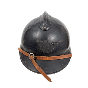 WWI French Adrian Helmet w/ Liner & Chinstrap, Chasseur Alpins Mountain Infantry