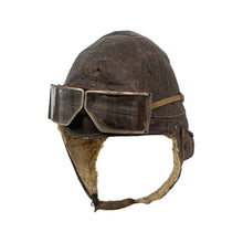 Load image into Gallery viewer, WWI US Army Leather Fleece Lined Flight Helmet with French Made Goggles