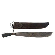 Load image into Gallery viewer, Spanish American War Philippines Bolo Knife w/ Horn Grip, Embossed Sheath